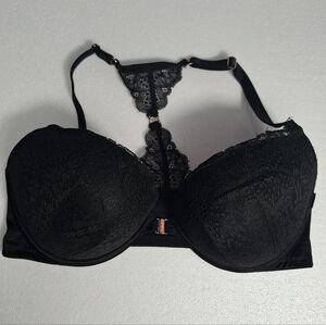 Victoria's Secret PINK Black Lace Racerback Push-Up Bra